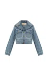 Michael Michael Kors Button Cropped Jacket In Blue