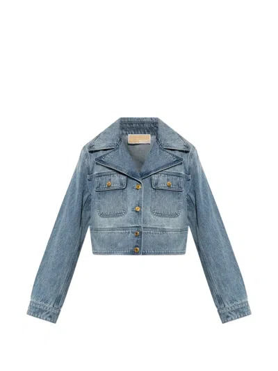 Michael Michael Kors Button Cropped Jacket In Blue