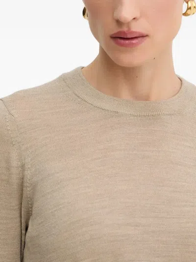 Michael Michael Kors Button-cuff Crew-neck Sweater In Neutral