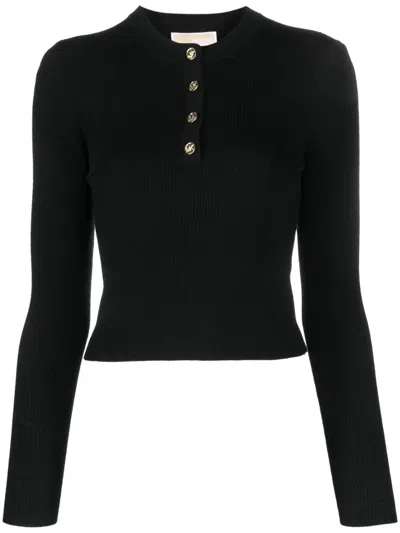 Michael Michael Kors Button-fastening Long-sleeve Top In Black