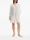 Michael Michael Kors Button-front Tie-neck Top In White