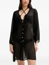 Michael Michael Kors Button Tunic Cover-up In Black