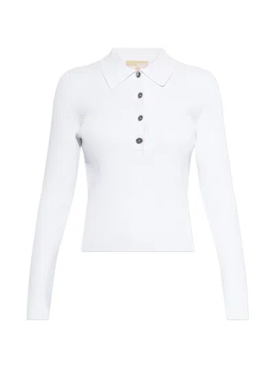 Michael Michael Kors Michael By Michael Kors Slim Fit Sweater Polo With Long Sleeves In White