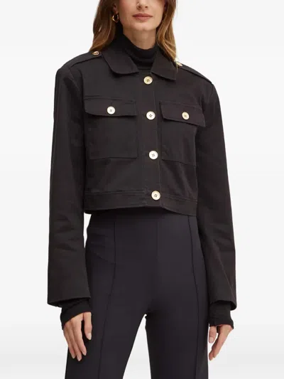 Michael Michael Kors Button-up Cropped Jacket In Black