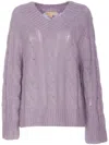 Michael Michael Kors Mixed Alpaca Sweater With Braids In Violett