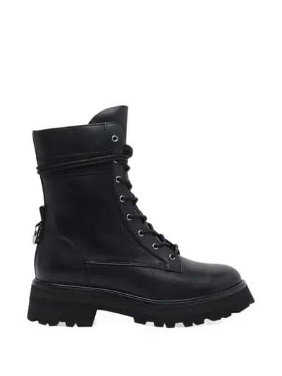 Michael Michael Kors Caleb Leather Combat Boot In Black