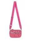 Michael Michael Kors Quilted Camera Bag With Prominent Logo And Adjustable Strap In Pink