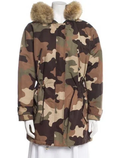 Pre-owned Michael Michael Kors Camouflage Print Fur Vest In Brown