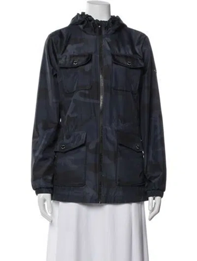 Pre-owned Michael Michael Kors Camouflage Print Utility Jacket In Blue