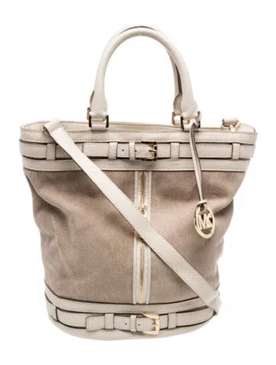 Pre-owned Michael Michael Kors Canvas Bucket Bag In Neutral