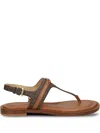 Michael Michael Kors Canvas Flat Sandals In Brown