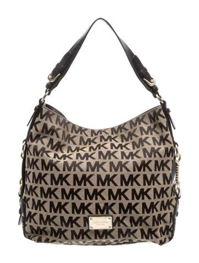 Pre-owned Michael Michael Kors Canvas Hobo In Black