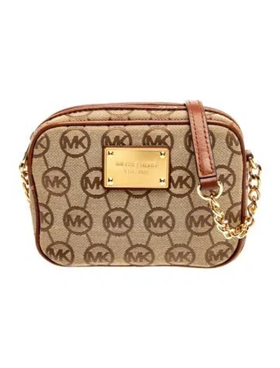 Pre-owned Michael Michael Kors Canvas Minaudière In Neutral