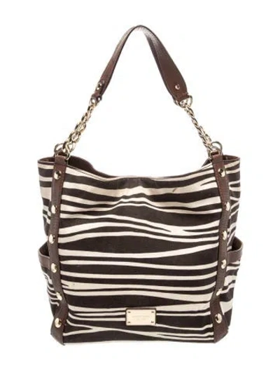 Pre-owned Michael Michael Kors Canvas Shoulder Bag In Brown