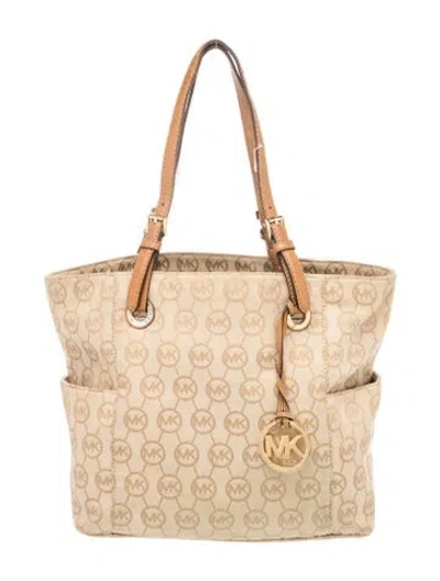 Pre-owned Michael Michael Kors Canvas Tote In Neutrals