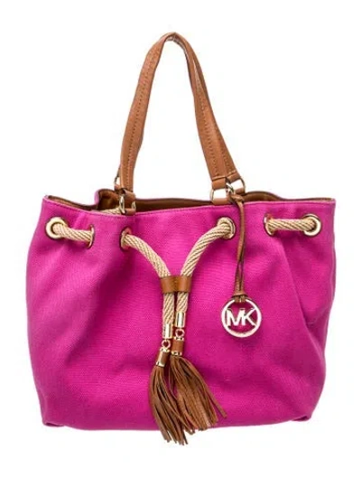 Pre-owned Michael Michael Kors Canvas Tote In Purple