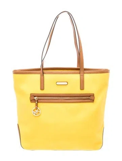 Pre-owned Michael Michael Kors Canvas Tote In Yellow