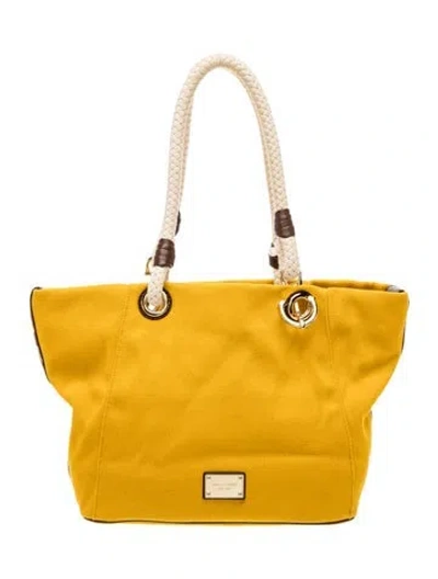 Pre-owned Michael Michael Kors Canvas Tote In Yellow