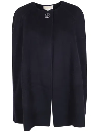 Michael Michael Kors Turn Lock Wool Cape In Black