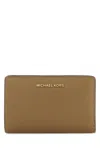 Michael Michael Kors Cappuccino Leather Wallet In Green