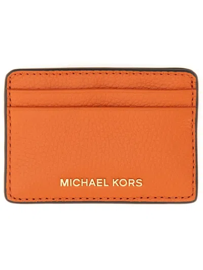 Michael Michael Kors Card Holder With Logo In Orange