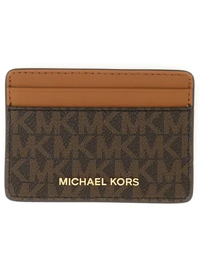 Michael Michael Kors Card Holder With Logo In Brown
