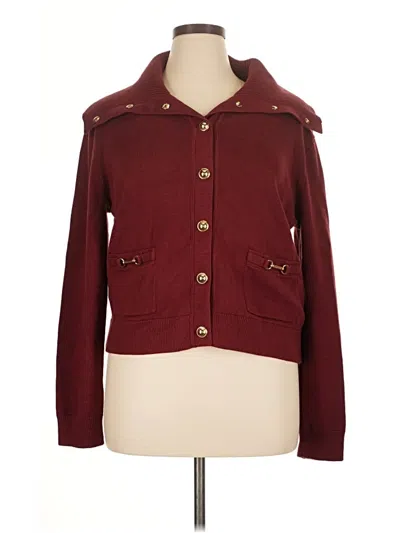 Pre-owned Michael Michael Kors Cardigan Sweater In Burgundy
