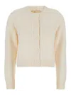 Michael Michael Kors Soft Ecru Cardigan With Button Closure In White