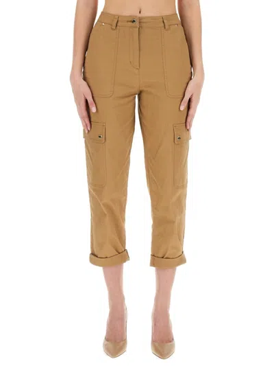 Michael Michael Kors Tapered Organic Cotton Cargo Trousers In Dark Camel