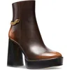 Michael Michael Kors Carlisle Platform Bootie Womens Chain Leather Ankle Boots In Multi