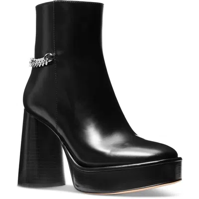 Michael Michael Kors Carlisle Platform Bootie Womens Chain Patent Leather Booties In Black
