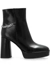 Michael Michael Kors Carlisle Platform Bootie Womens Chain Patent Leather Booties In Black