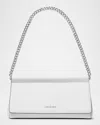 Michael Michael Kors Carmine Medium Leather Clutch Bag In Optic Whit