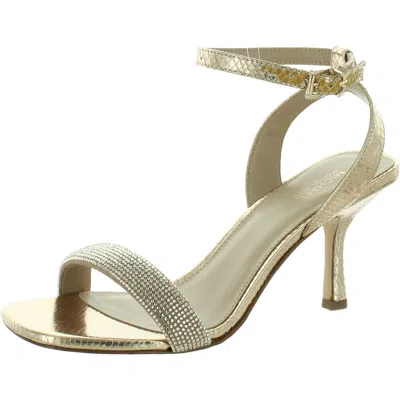Michael Michael Kors Carrie Womens Leather Ankle Strap Heels In Gold