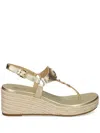 Michael Michael Kors Casey Logo-plaque Sandals In Gold