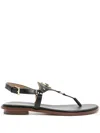 Michael Michael Kors Casey Leather Sandals In Black
