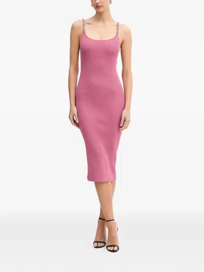 Michael Michael Kors Chai- Strap Ribbed Midi Dress In Pink