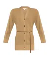 Michael Michael Kors Chain Belted Long Cardigan In Nude
