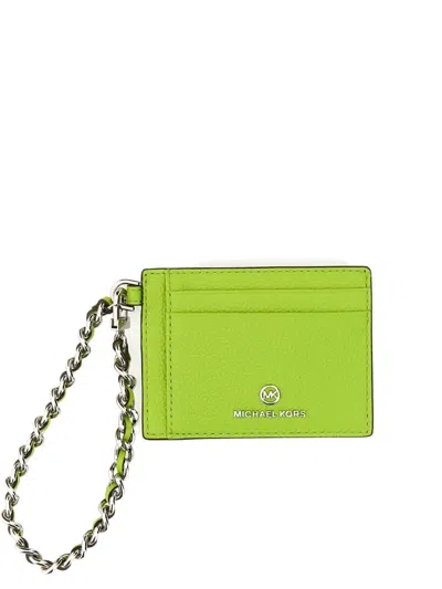 Michael Michael Kors Chain-detail Card Wallet In Green
