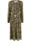 Michael Michael Kors Chain Belt Button Front Dress In Blau