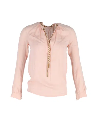 Michael Michael Kors Chain-linked Blouse In Pink Silk