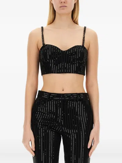Michael Michael Kors Michael By Michael Kors Slim Fit Crepe Bustier Top In Black