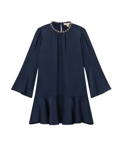 Michael Michael Kors Chain-trim Satin Minidress In Blue