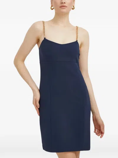 Michael Michael Kors Chain-link Strap Mini Dress In Blue