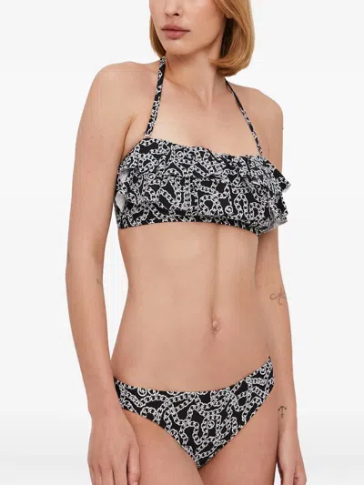 Michael Michael Kors Chain-print Bikini Bottoms In Black