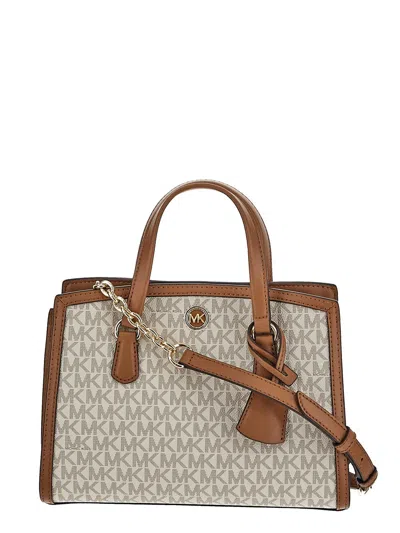 Michael Michael Kors Chantal Monogram Messenger Bag In Beige