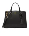 Michael Michael Kors Black Leather Chantal Medium Top Handle Bag In Black