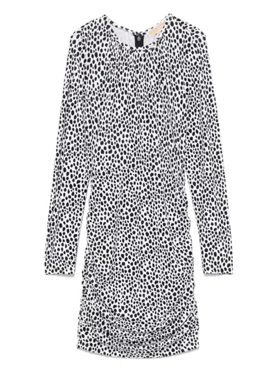 Michael Michael Kors Cheetah-print Jersey Mini Dress In White