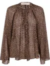 Michael Michael Kors Cheetah V Neck Top In Cafe