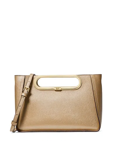 Michael Michael Kors Chelsea Metallic Leather Convertible Clutch In Pale Gold
